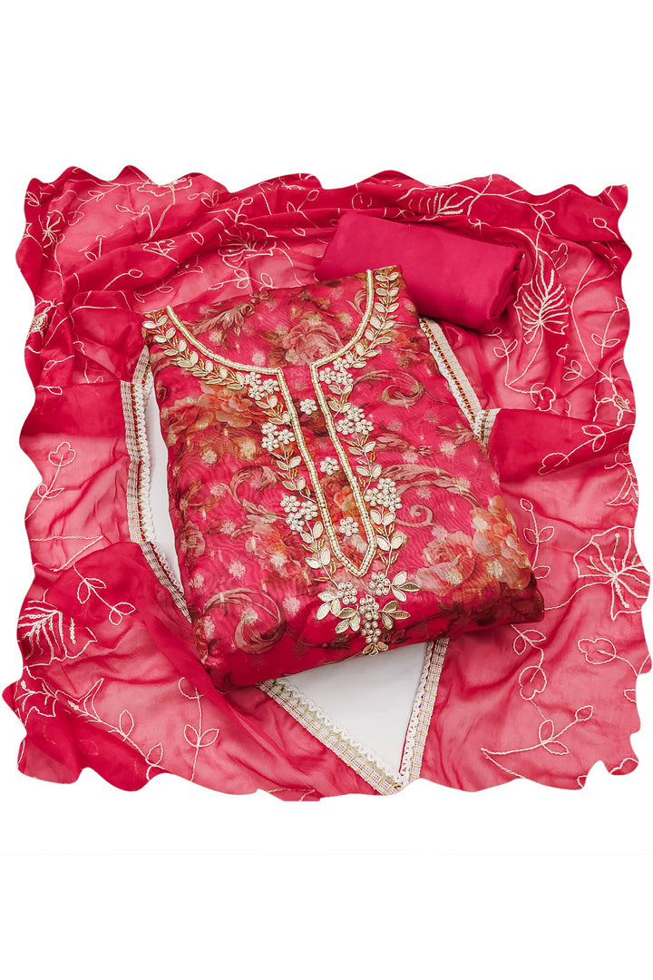 Trendy Organza Fabric Rani Color Salwar suit | Buy Online India
