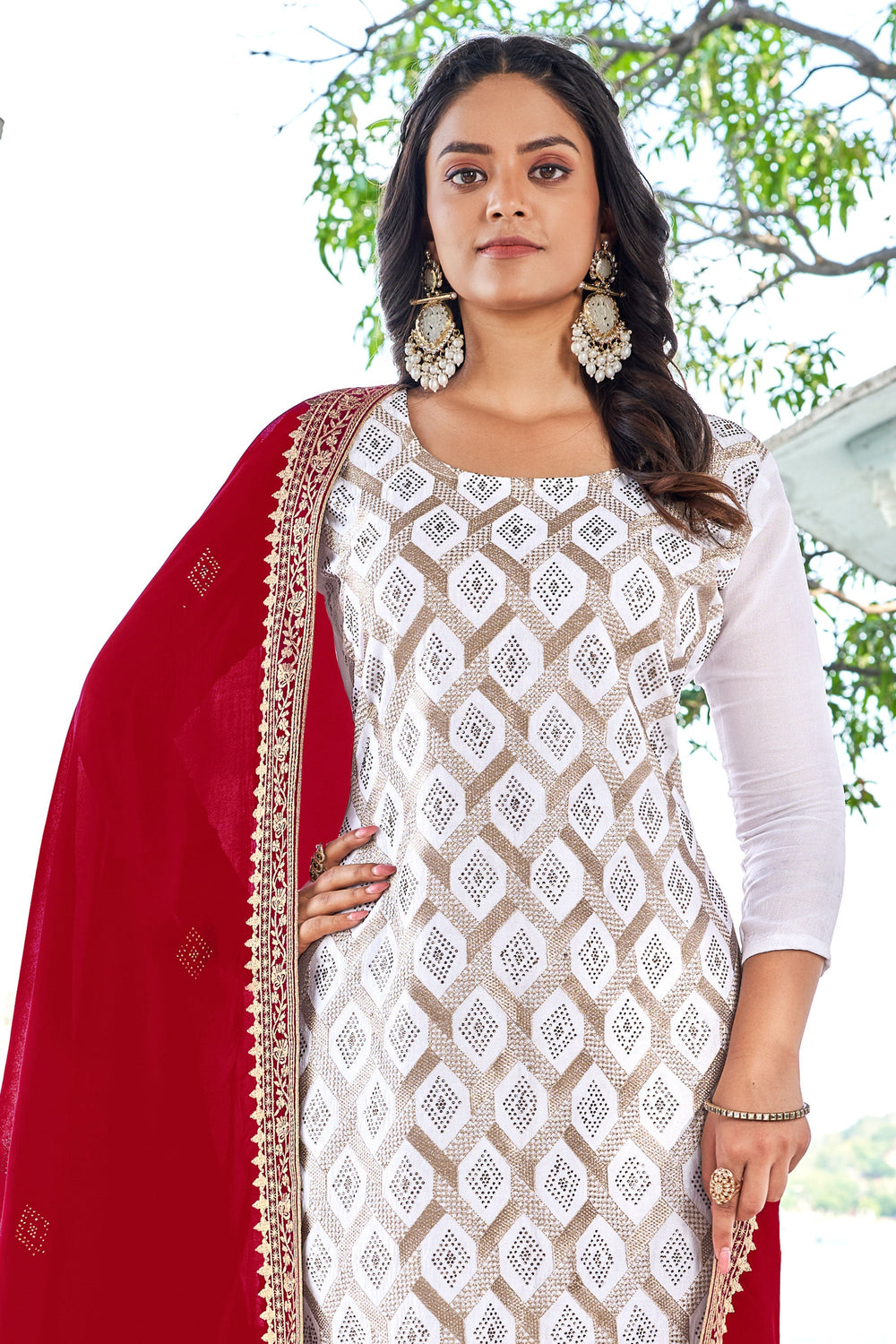 Incredible Fancy Fabric Off White Color Festive Wear Salwar Suit | Buy Online India