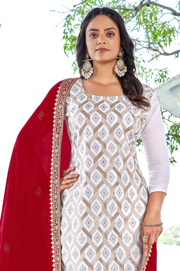 Incredible Fancy Fabric Off White Color Festive Wear Salwar Suit | Buy Online India
