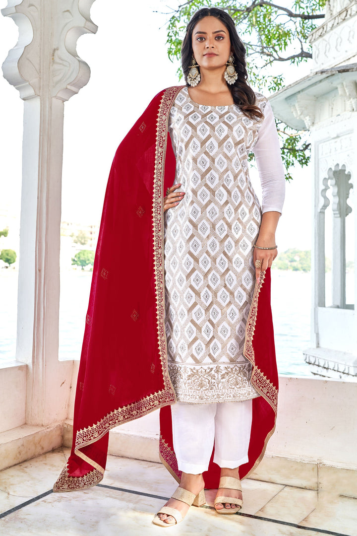 Incredible Fancy Fabric Off White Color Festive Wear Salwar Suit | Buy Online India