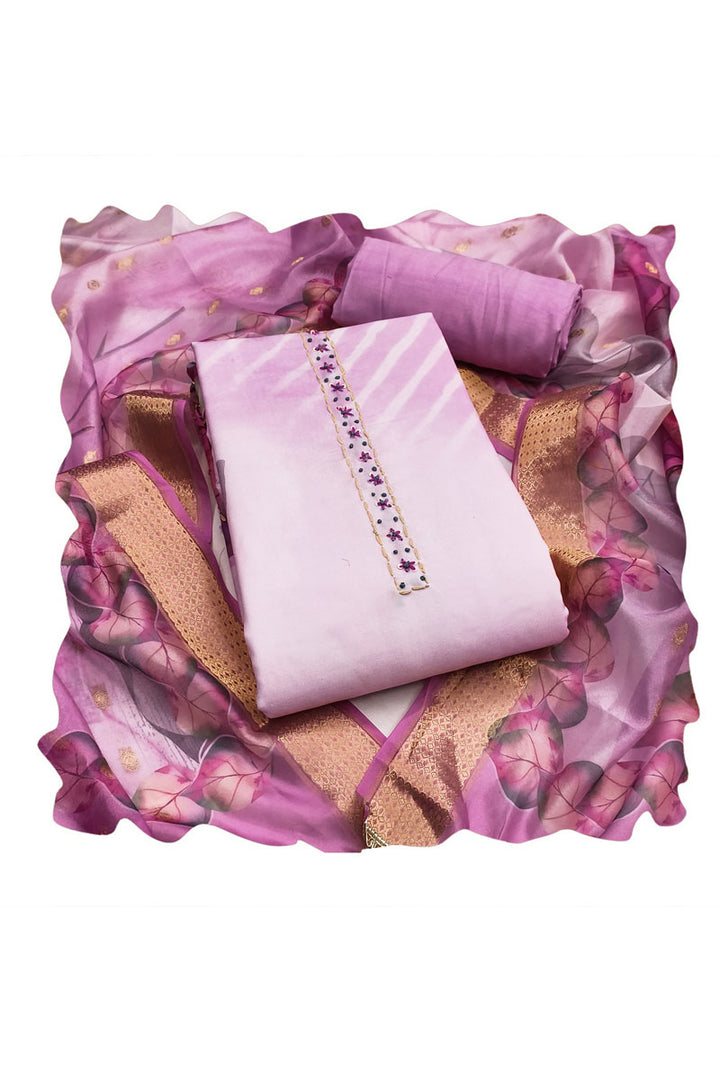 Rayon Cotton HandWork On Lavender Color Amazing Salwar Suit