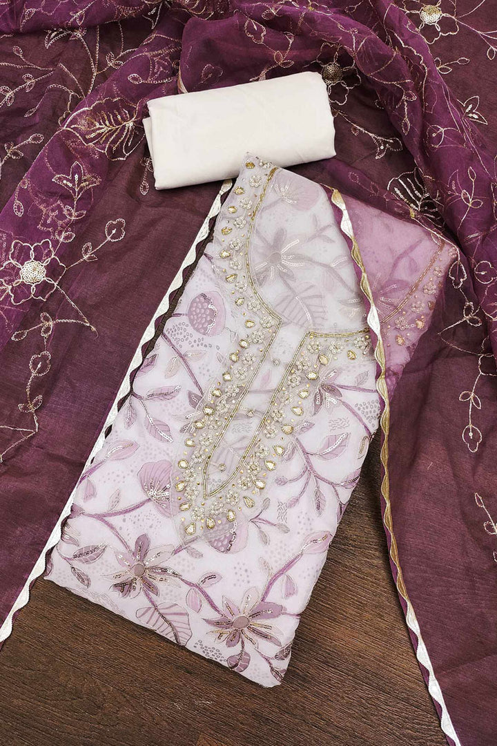 Festive Style Hand Work Organza Pink Salwar Suit | Buy Online India