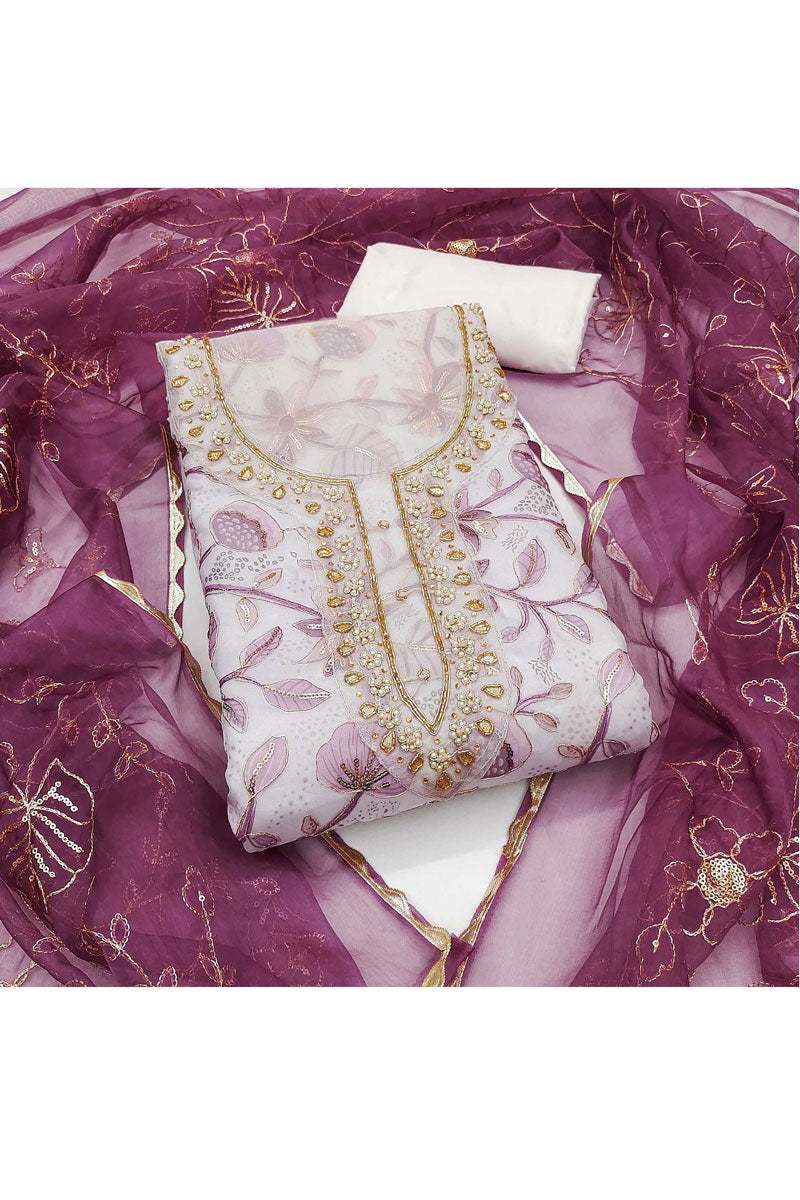 Festive Style Hand Work Organza Pink Salwar Suit | Buy Online India
