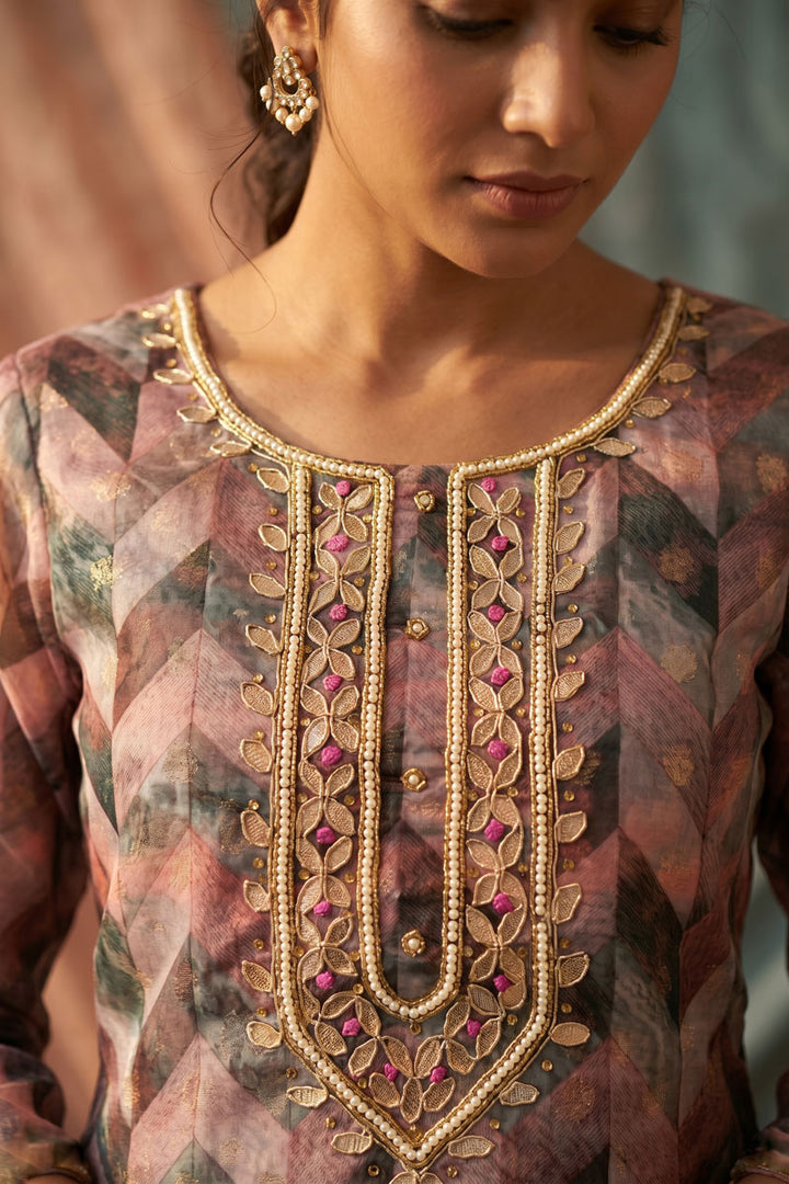 Graceful Festive Wear Hand Work Peach Banarasi Organza Salwar Suit | Buy Online India