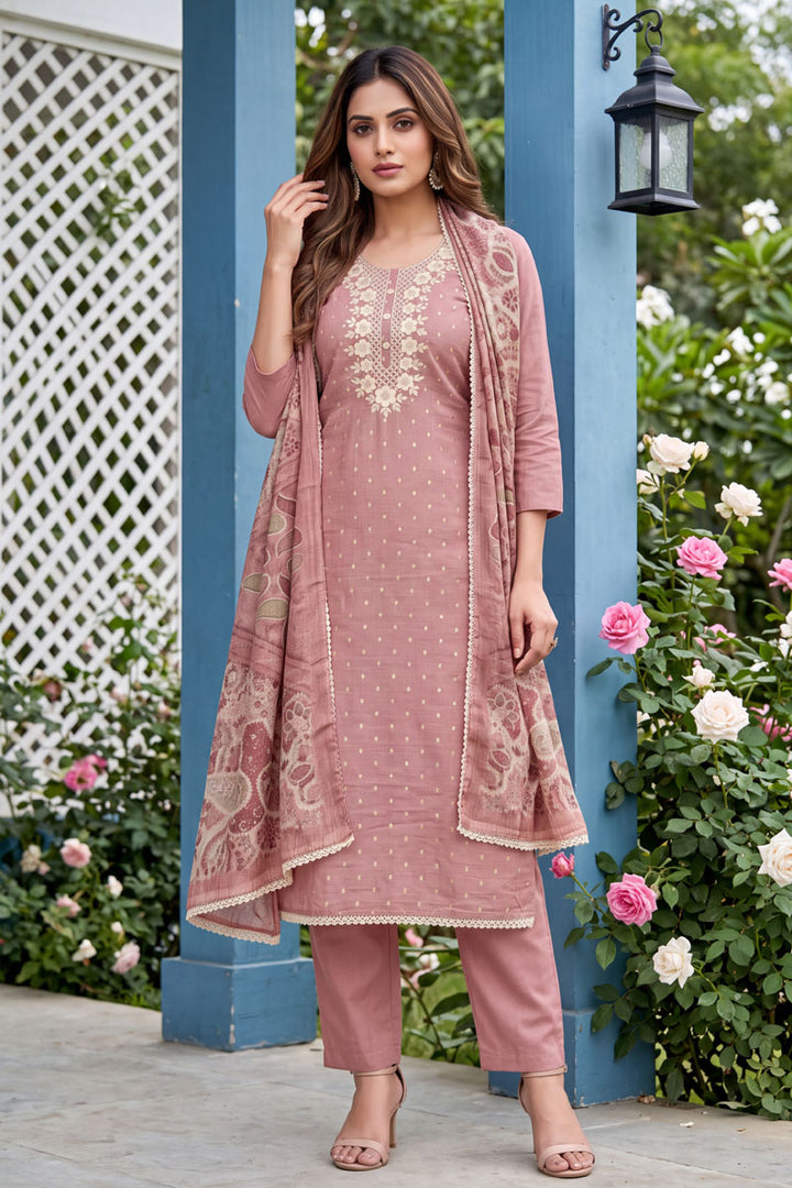 Pink Color Cotton Embroidered Salwar Suit | Buy Online India
