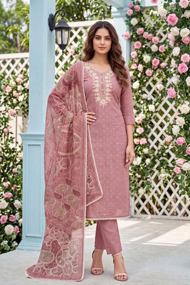 Pink Color Cotton Embroidered Salwar Suit | Buy Online India