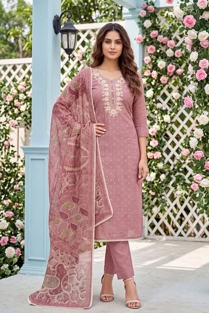 Pink Color Cotton Embroidered Salwar Suit | Buy Online India