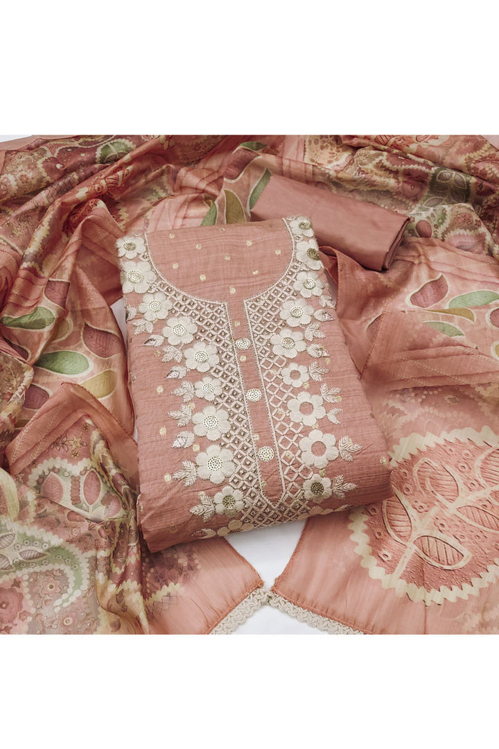 Peach Color Attractive Cotton Embroidered Salwar Suit | Buy Online India