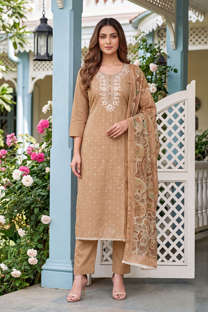 Beige Color Beautiful Cotton Salwar Suit For Festive | Buy Online India