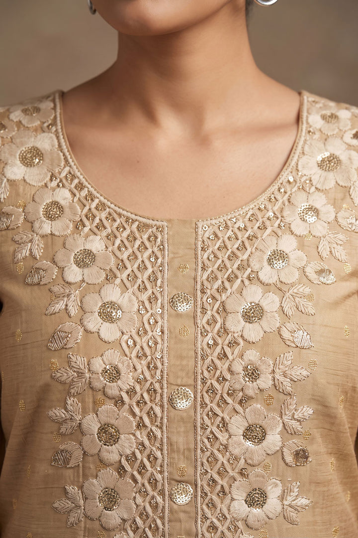 Beige Color Beautiful Cotton Salwar Suit For Festive | Buy Online India