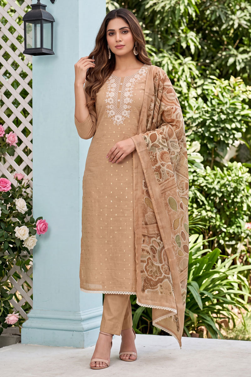 Beige Color Beautiful Cotton Salwar Suit For Festive | Buy Online India