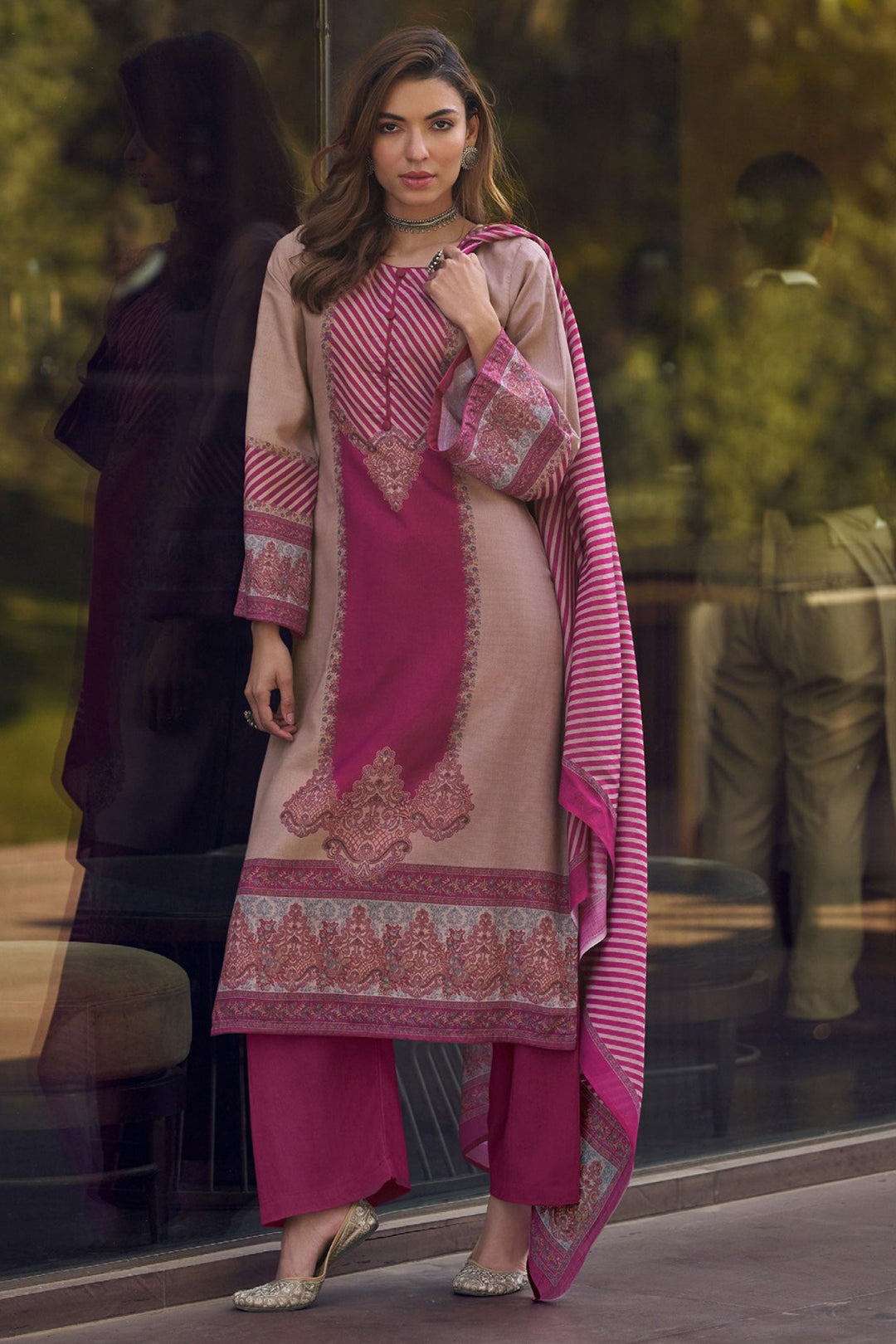 Pink Color Cotton Fabric Adorming Festive Look Salwar Suit | Buy Online India