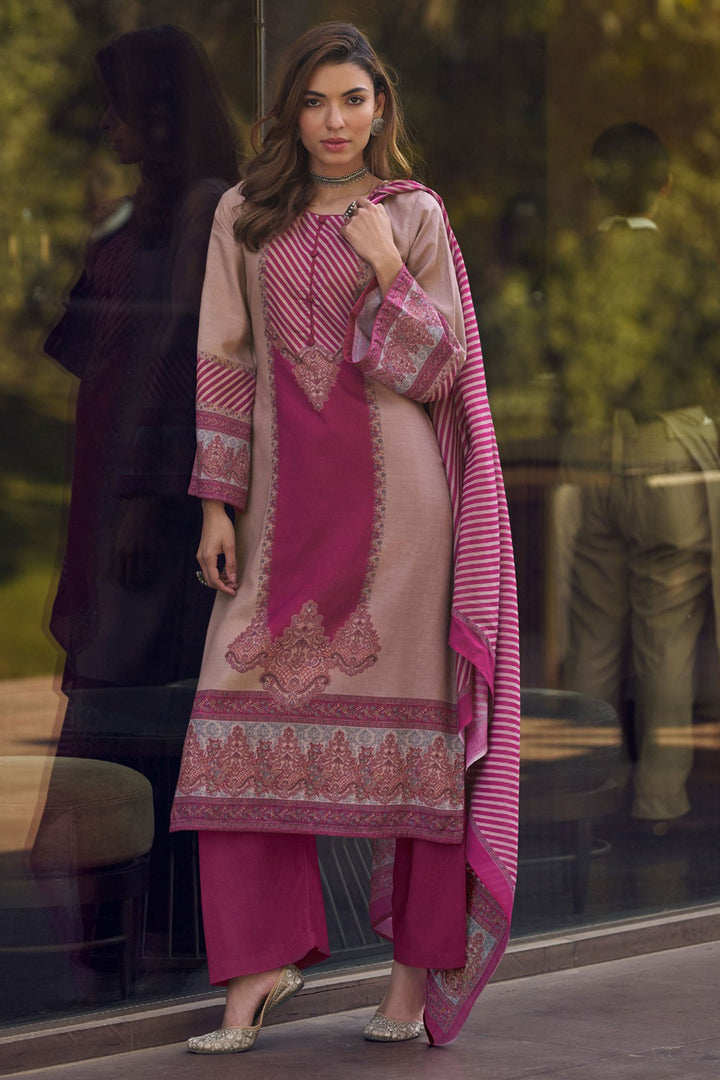 Pink Color Cotton Fabric Adorming Festive Look Salwar Suit | Buy Online India