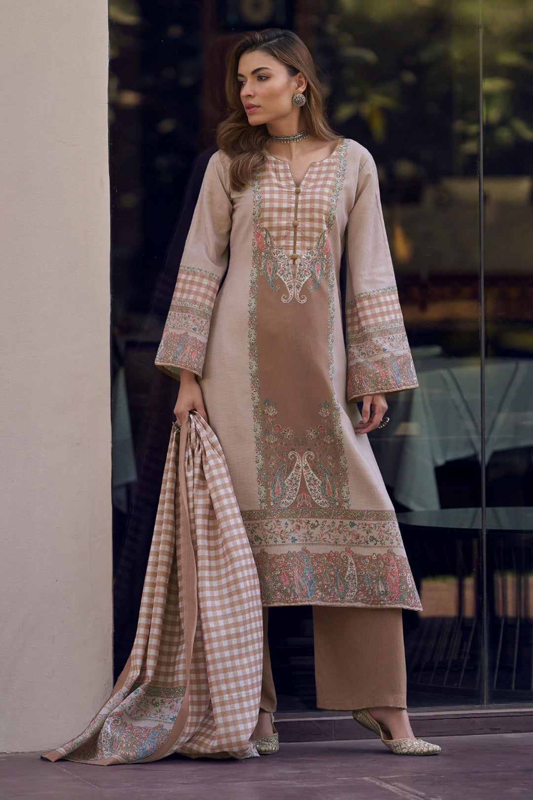 Beige Color Cotton Fabric Festive Look Tempting Salwar Suit | Buy Online India