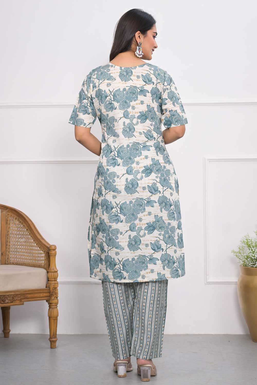 Tempting Chanderi Fabric Off White Color Kurti With Bottom | Buy Online India