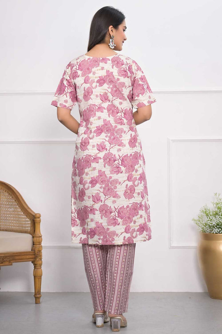 Engaging Pink Color Chanderi Fabric Kurti With Bottom | Buy Online India