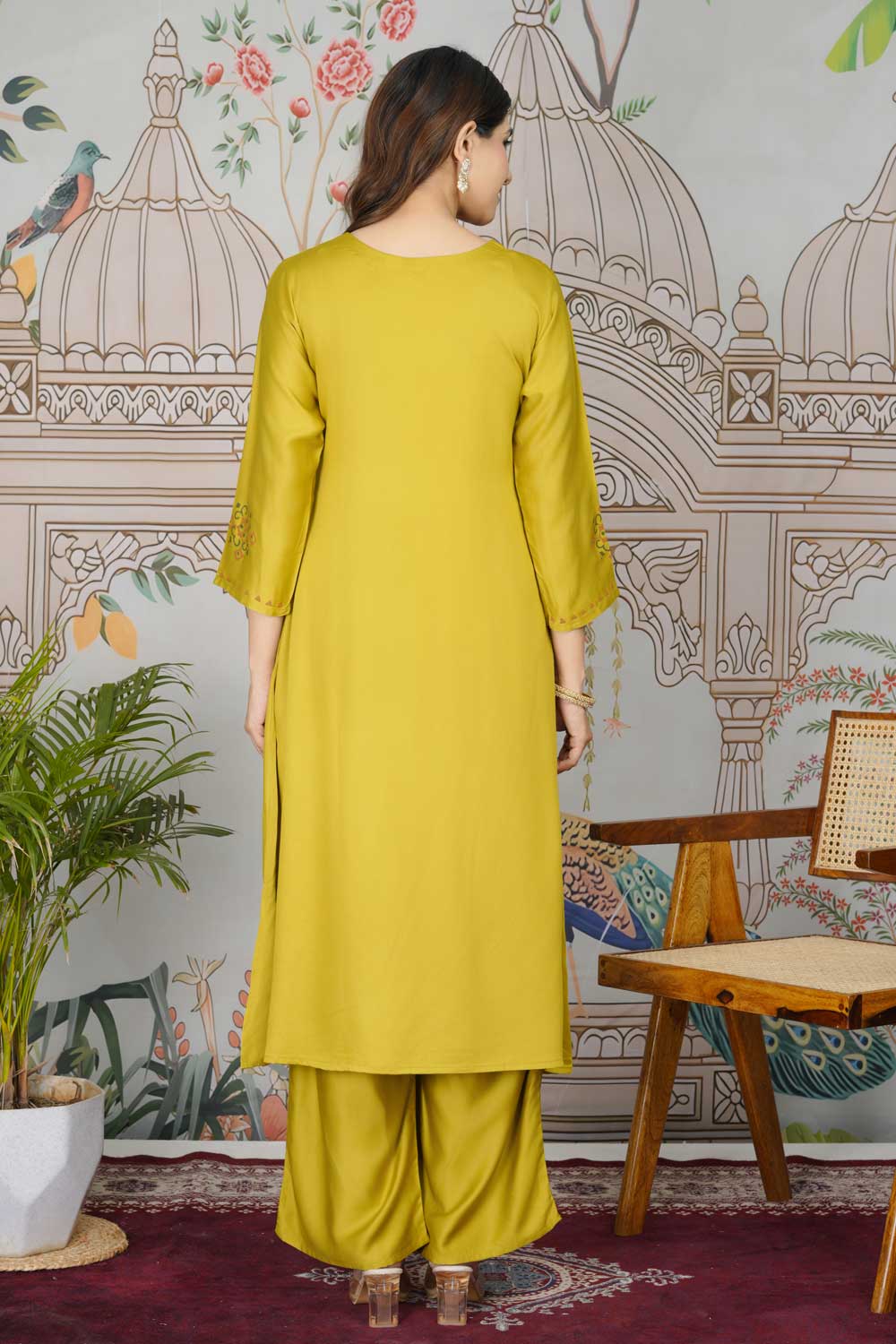 Marvelous Gaji Silk Fabric Readymade Pocket Inside Kurti Bottom Set In Yellow Color | Buy Online India
