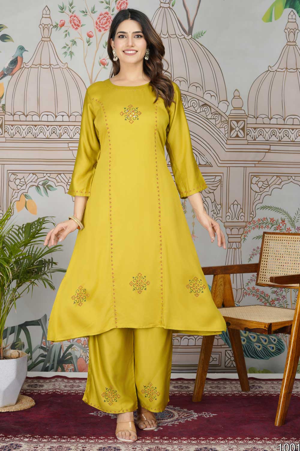 Marvelous Gaji Silk Fabric Readymade Pocket Inside Kurti Bottom Set In Yellow Color | Buy Online India