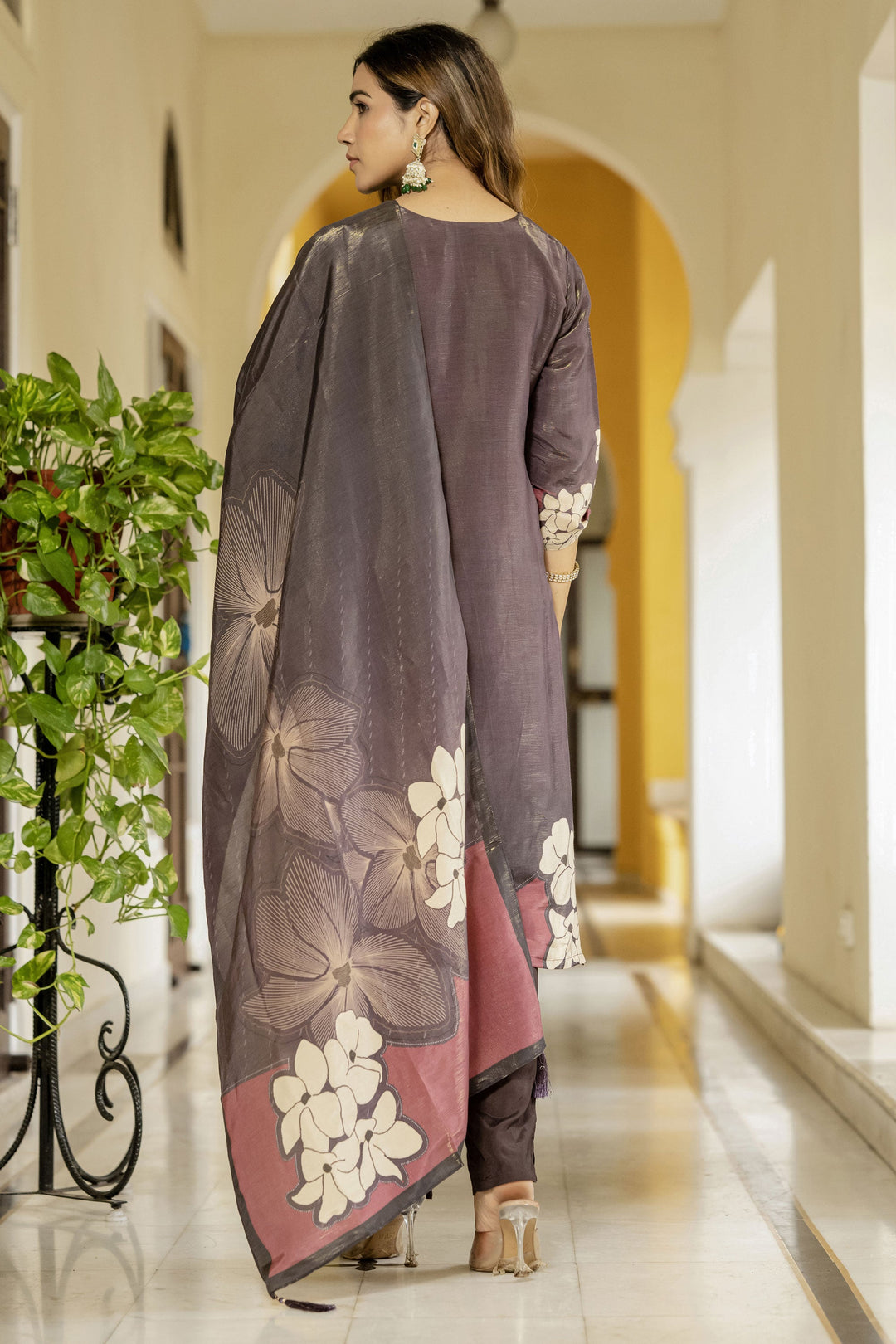 Engaging Brown Color Fancy Fabric Readymade Salwar Suit | Buy Online India