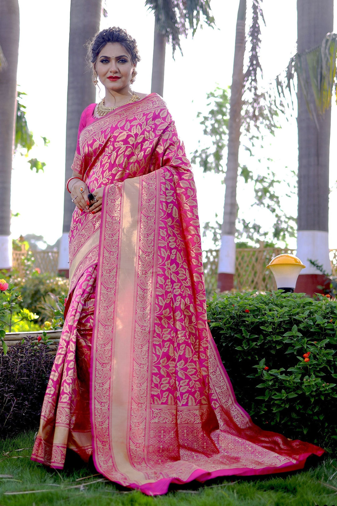 Pink Color Weaving Work On Banarasi Silk Stunning Saree | Buy Online India