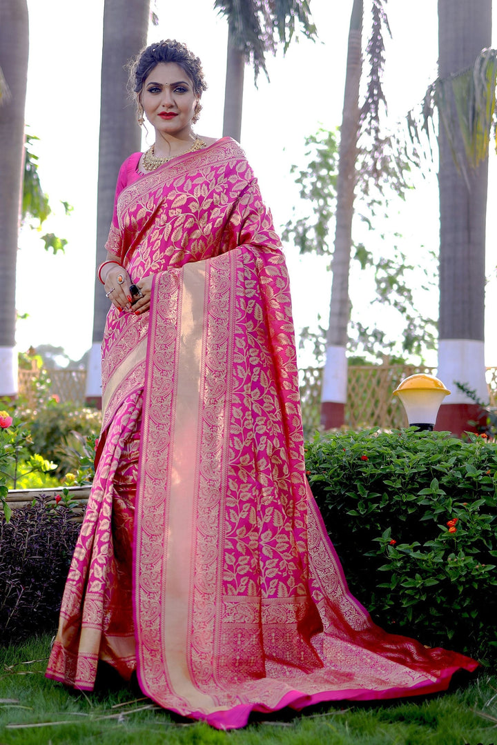 Pink Color Weaving Work On Banarasi Silk Stunning Saree | Buy Online India