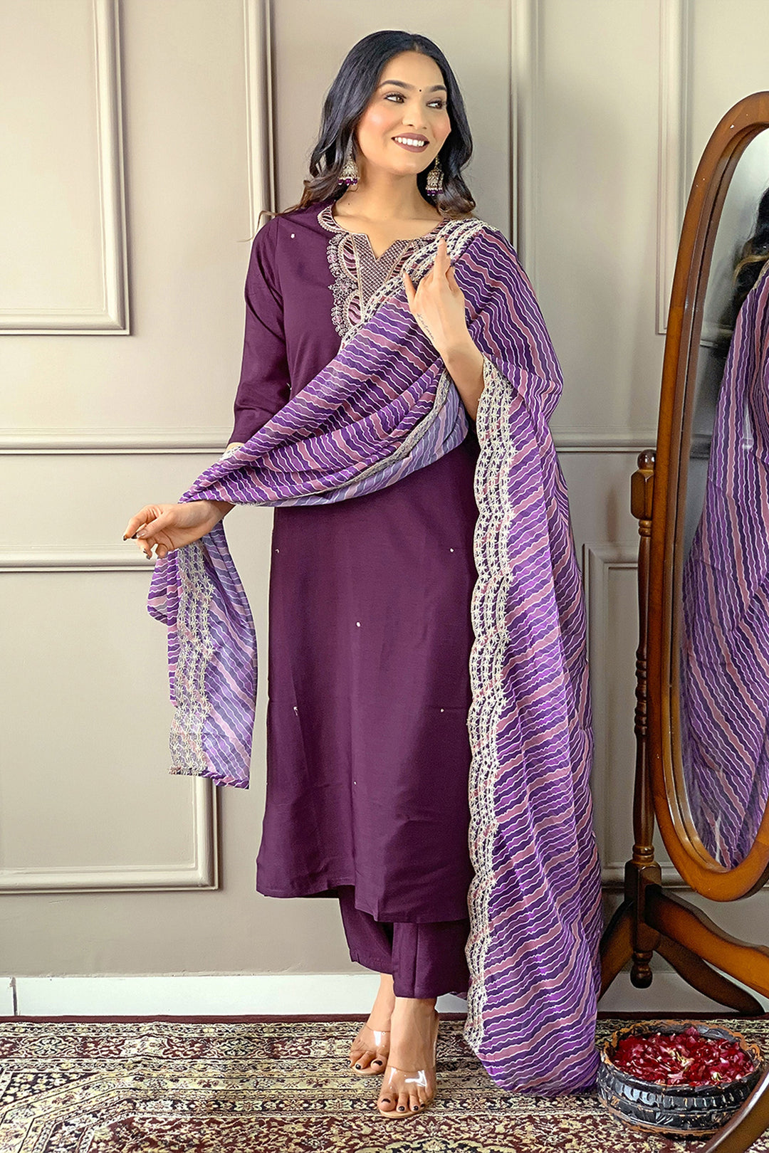 Wine Color Viscose Fabric Stunning Readymade Salwar Suit | Buy Online India