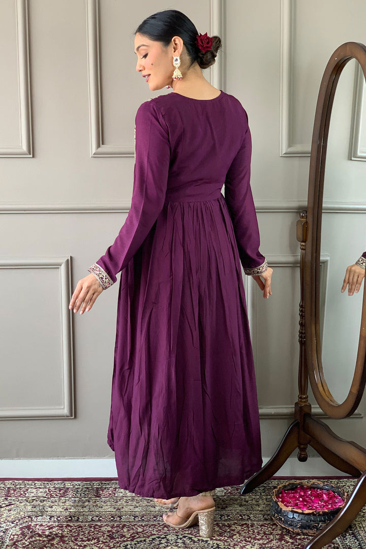 Beguiling Wine Color Viscose Fabric Readymade Salwar Suit | Buy Online India