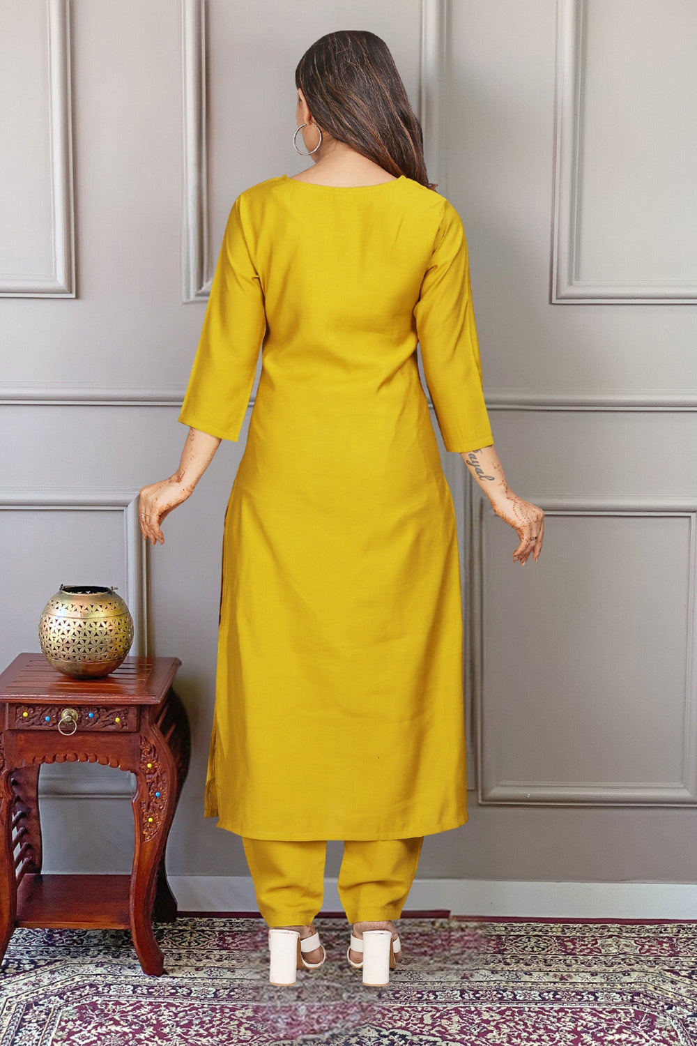 Engaging Yellow Color Viscose Fabric Readymade Salwar Suit | Buy Online India