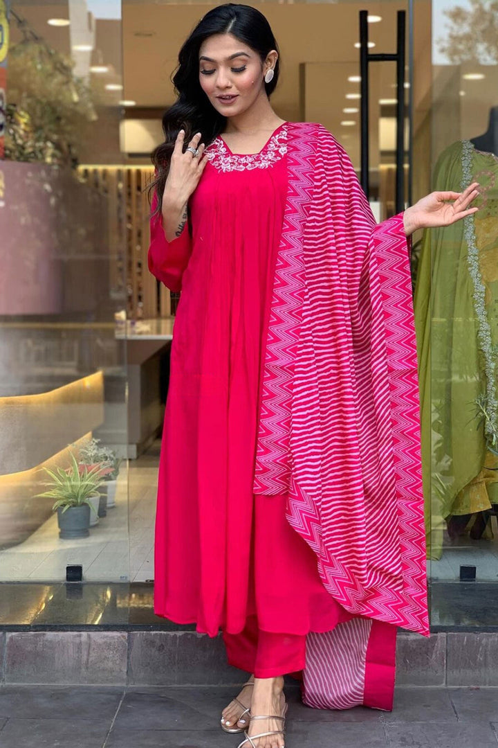Trendy Viscose Fabric Red Color Readymade Salwar Suit | Buy Online India