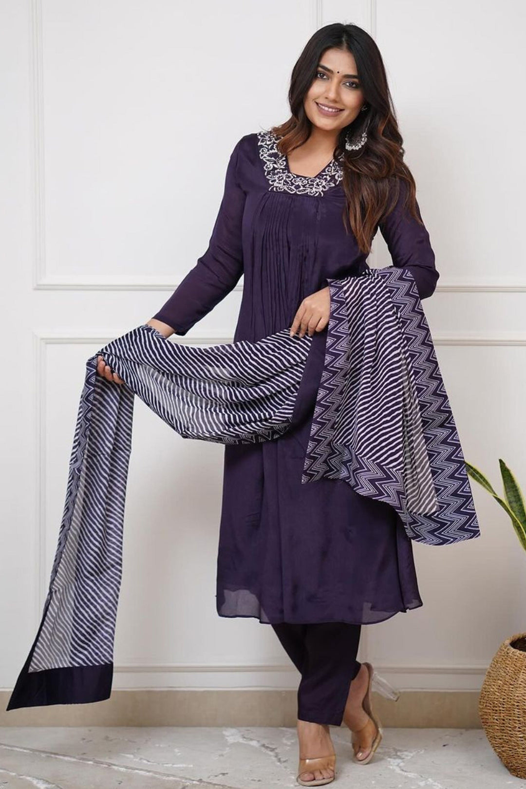 Purple Color Viscose Fabric Chic Readymade Salwar Suit | Buy Online India