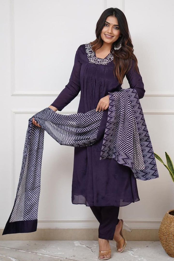 Purple Color Viscose Fabric Chic Readymade Salwar Suit | Buy Online India