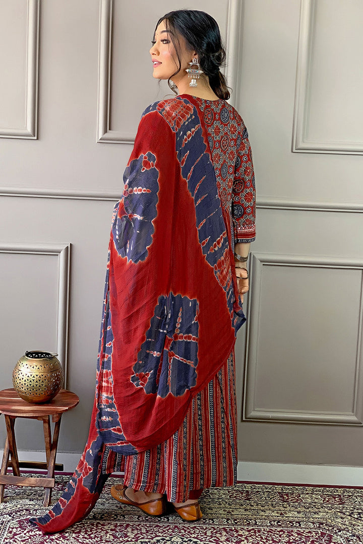Maroon Color Cotton Fabric Tempting Readymade Salwar Suit | Buy Online India