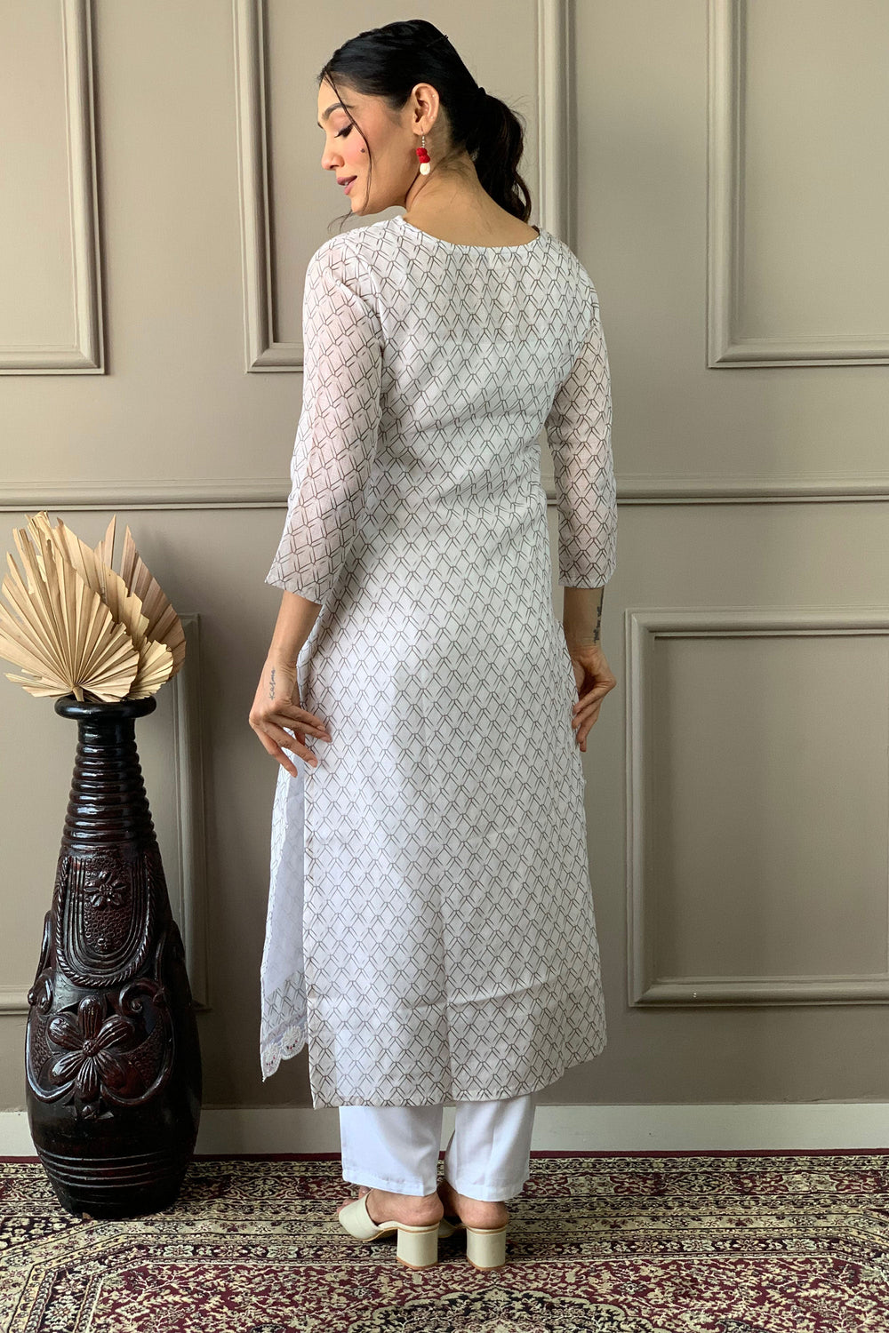 Trendy Off White Color Linen Fabric Readymade Salwar Suit | Buy Online India