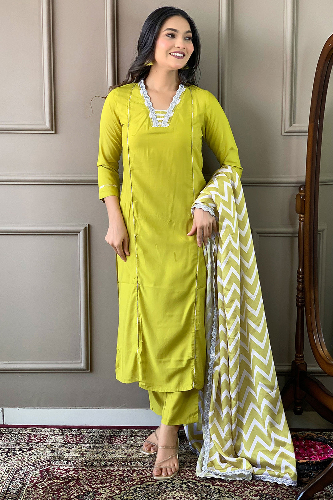 Alluring Viscose Fabric Yellow Color Readymade Salwar Suit | Buy Online India