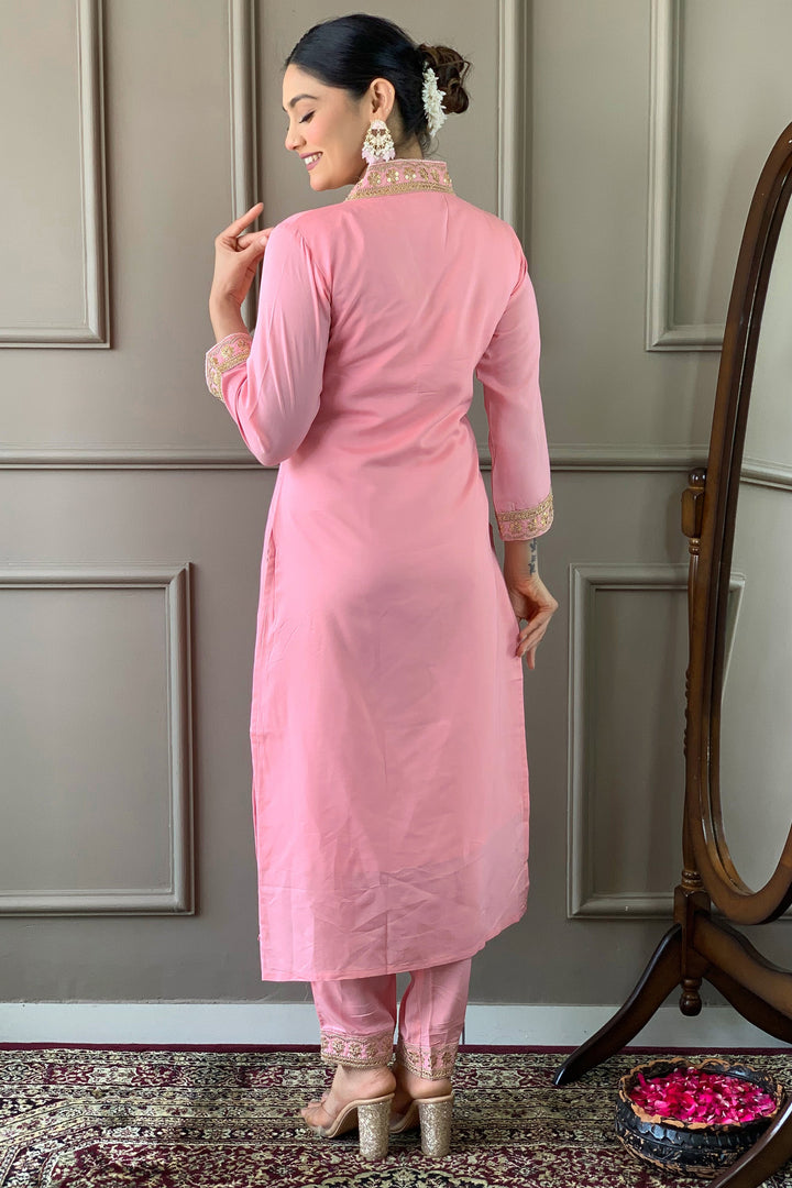 Fashionable Pink Color Viscose Fabric Readymade Salwar Suit | Buy Online India