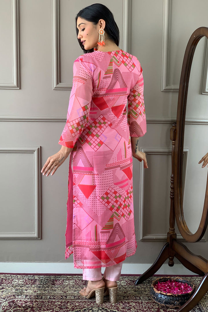 Classic Pink Color Readymade Salwar Suit In Viscose Fabric | Buy Online India