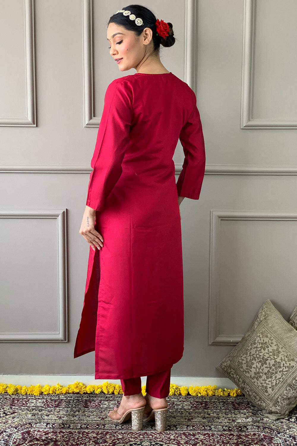 Creative Readymade Salwar Suit In Rani Color Viscose Fabric | Buy Online India