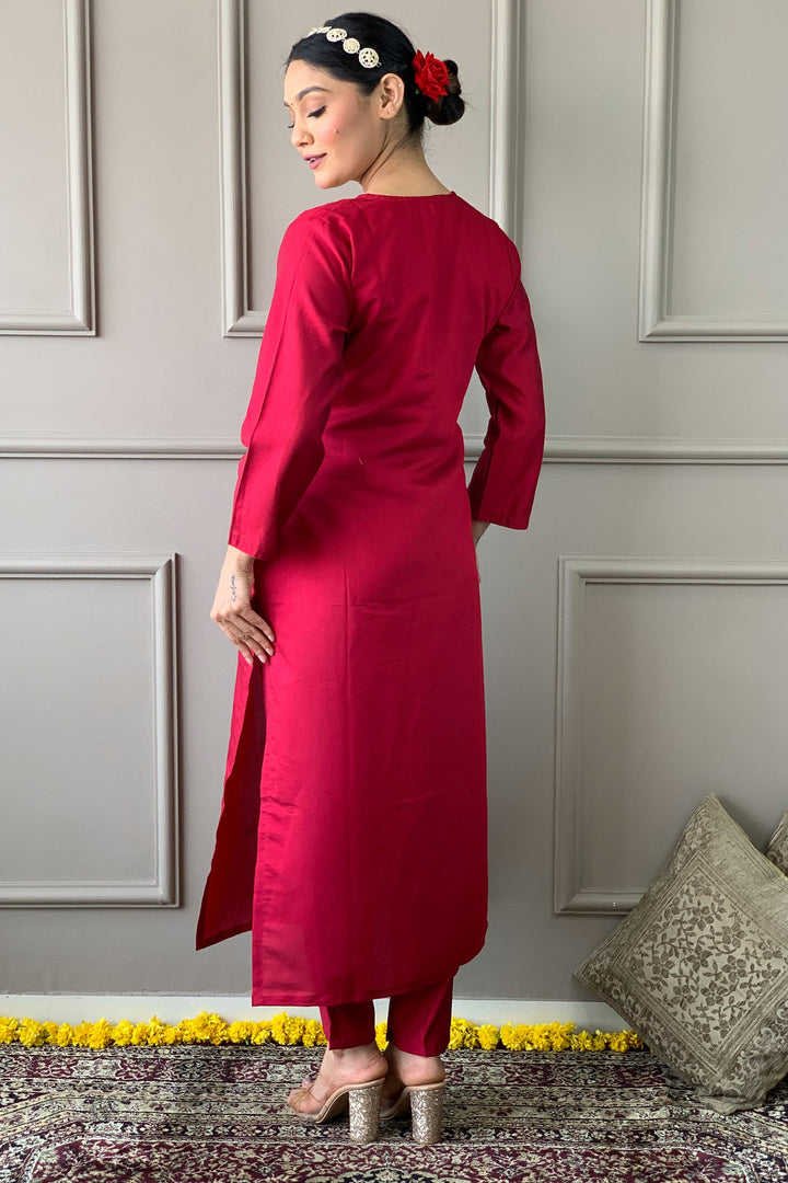 Creative Readymade Salwar Suit In Rani Color Viscose Fabric | Buy Online India