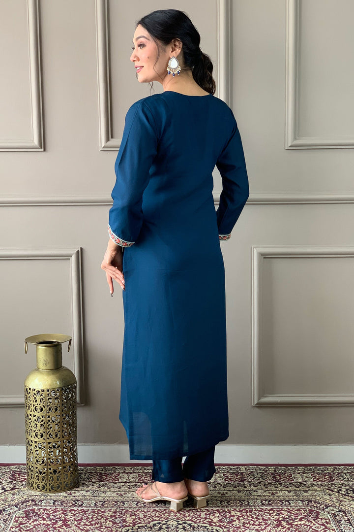 Trendy Viscose Fabric Readymade Salwar Suit In Blue Color | Buy Online India