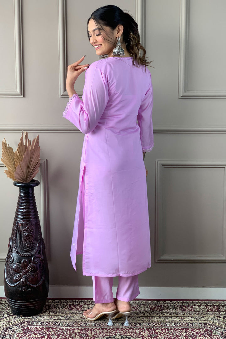 Amazing Lavender Color Viscose Fabric Readymade Salwar Suit | Buy Online India