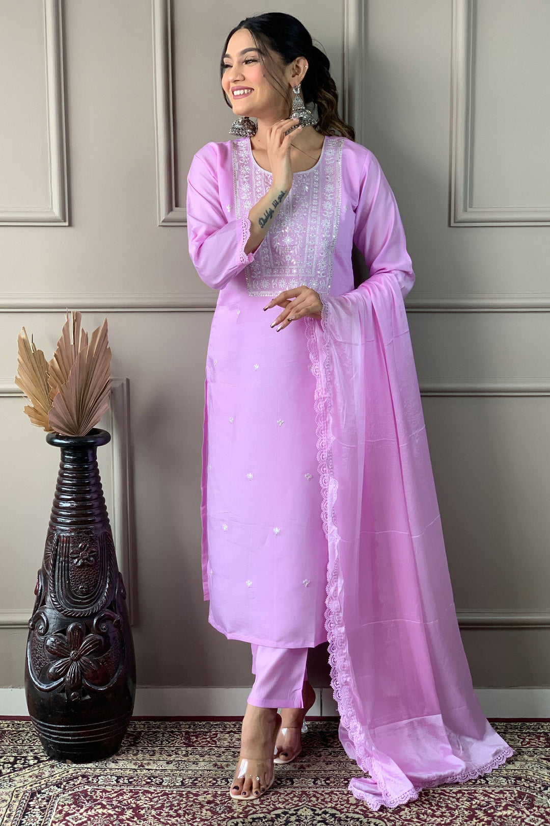 Amazing Lavender Color Viscose Fabric Readymade Salwar Suit | Buy Online India