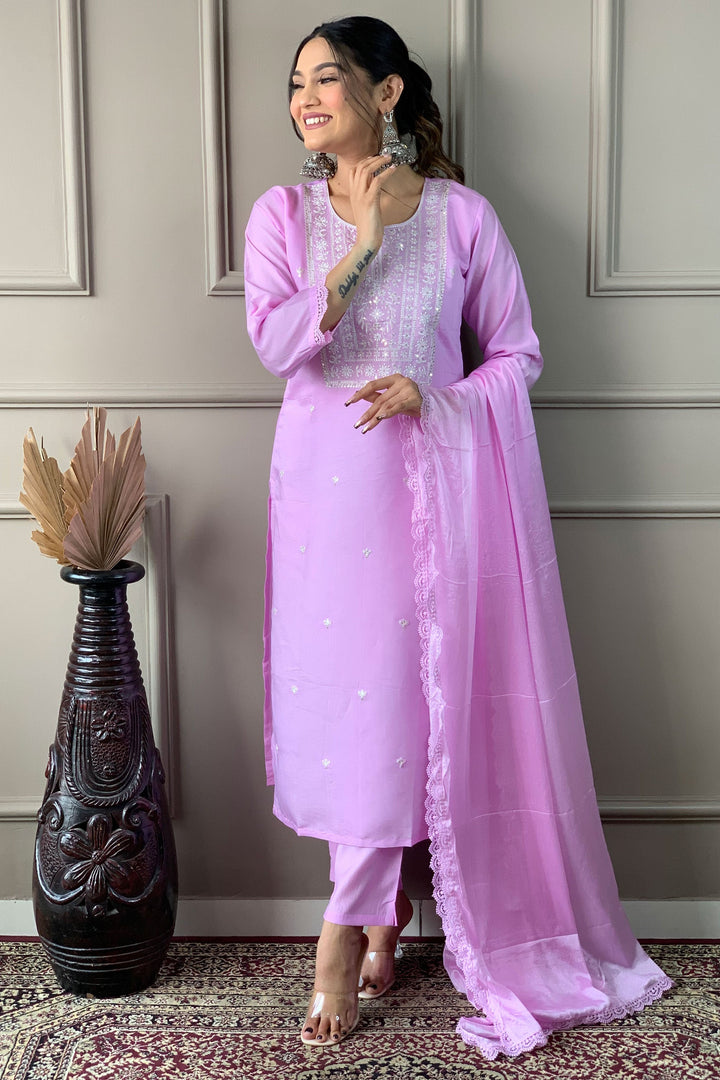 Amazing Lavender Color Viscose Fabric Readymade Salwar Suit | Buy Online India