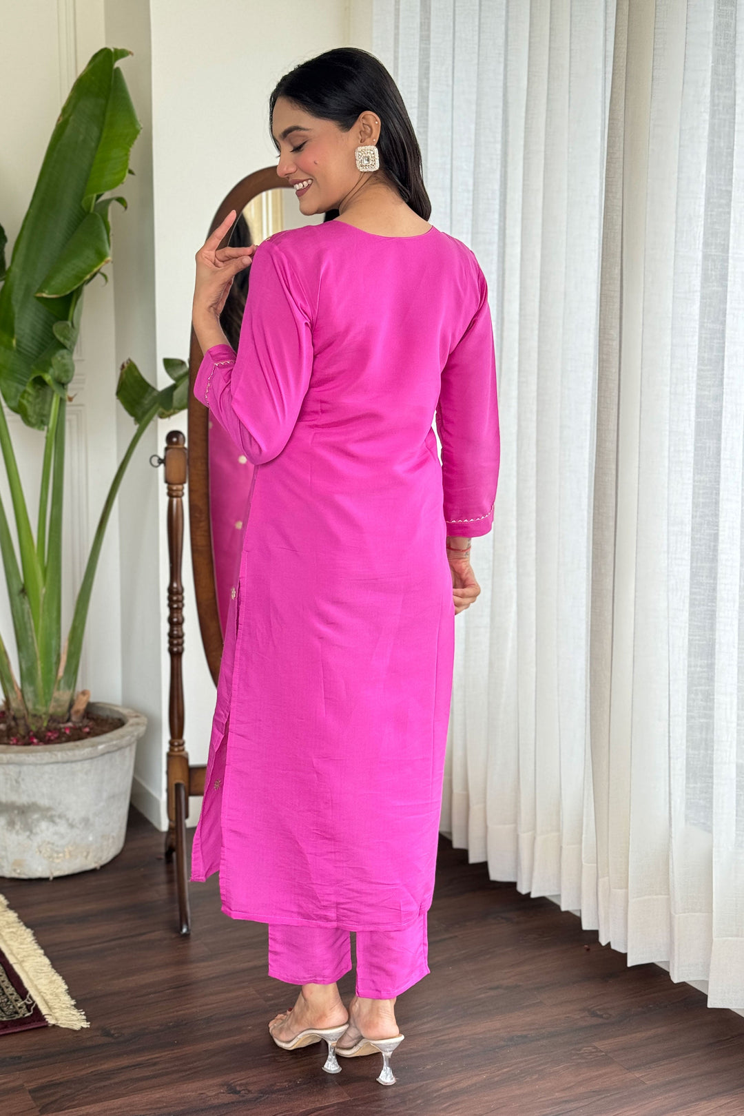 Sober Pink Color Viscose Fabric Readymade Salwar Suit | Buy Online India