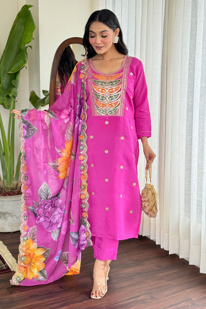 Sober Pink Color Viscose Fabric Readymade Salwar Suit | Buy Online India
