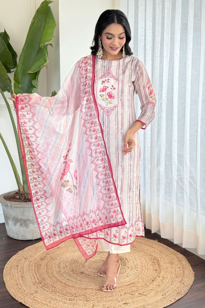 Off White Color Engaging Viscose Fabric Readymade Salwar Suit | Buy Online India