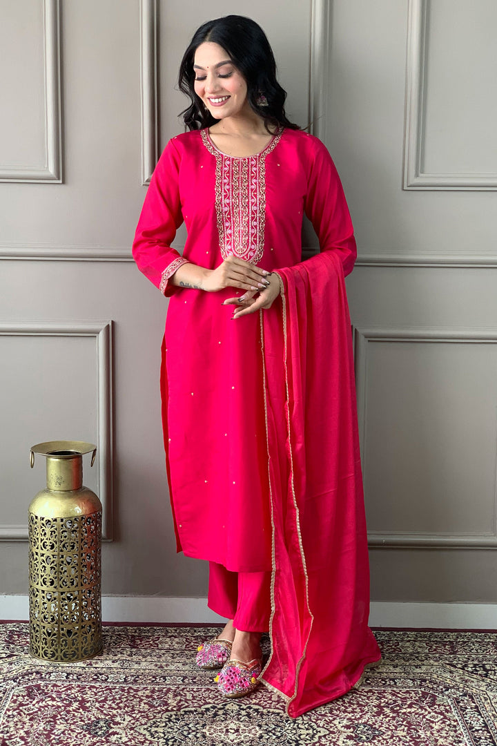 Viscose Fabric Bewitching Readymade Dress In Rani Color | Buy Online India