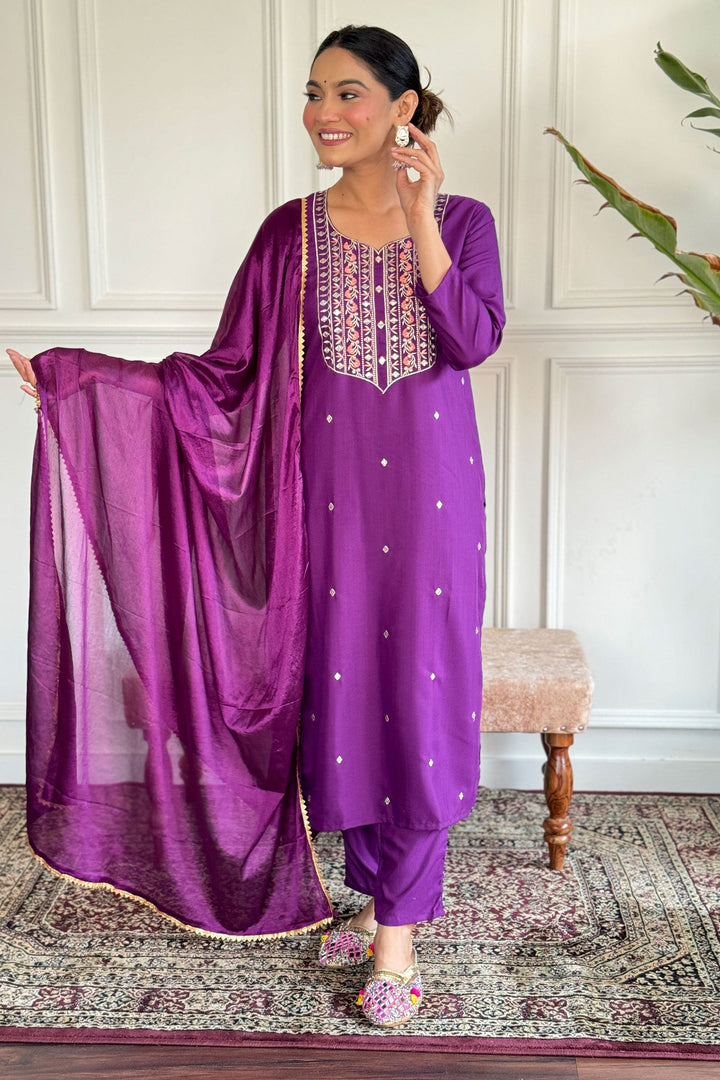 Purple Color Rayon Fabric Coveted Readymade Dress | Buy Online India