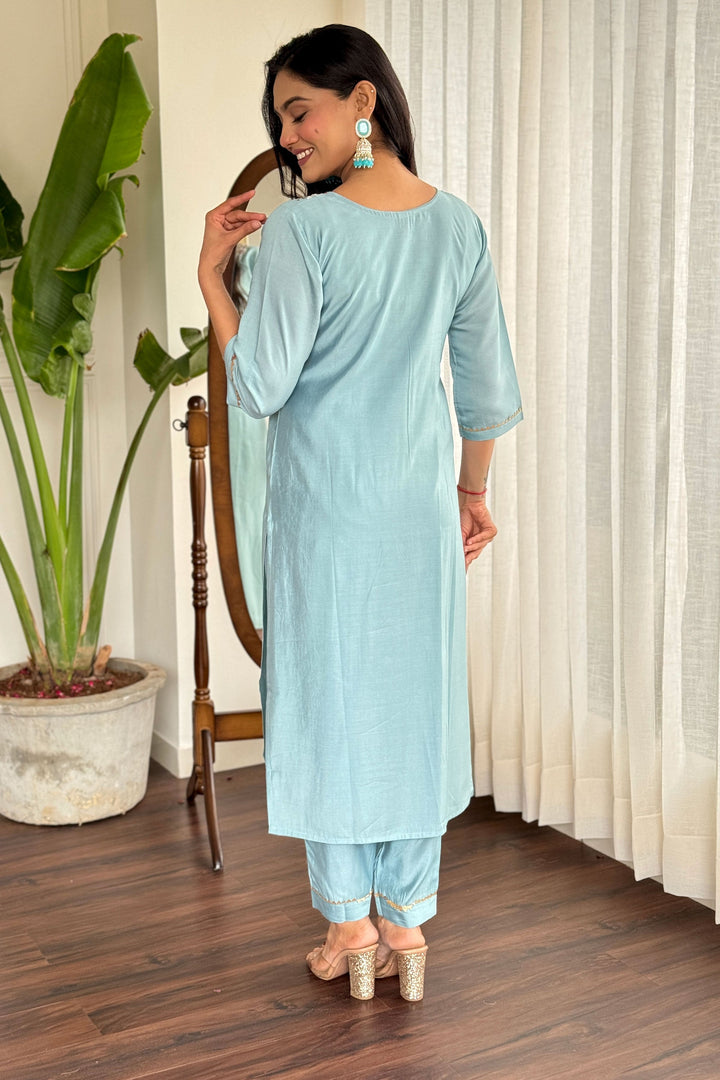 Sky Blue Color Viscose Fabric Engaging Readymade Dress | Buy Online India