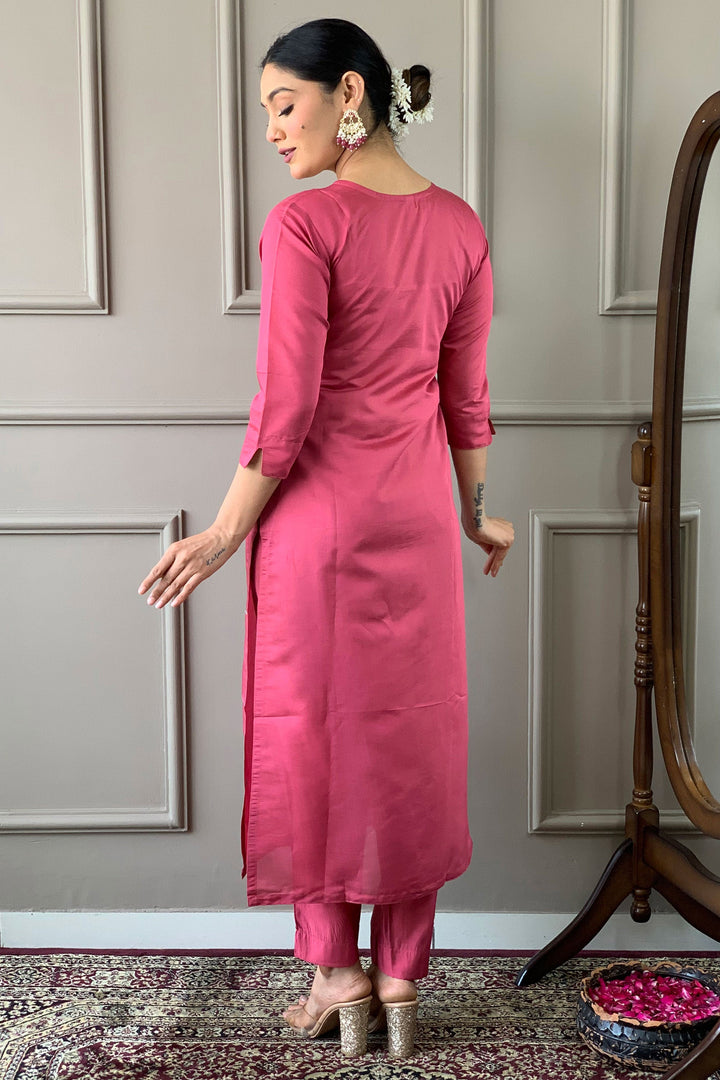 Beguiling Pink Color Viscose Fabric Readymade Dress | Buy Online India