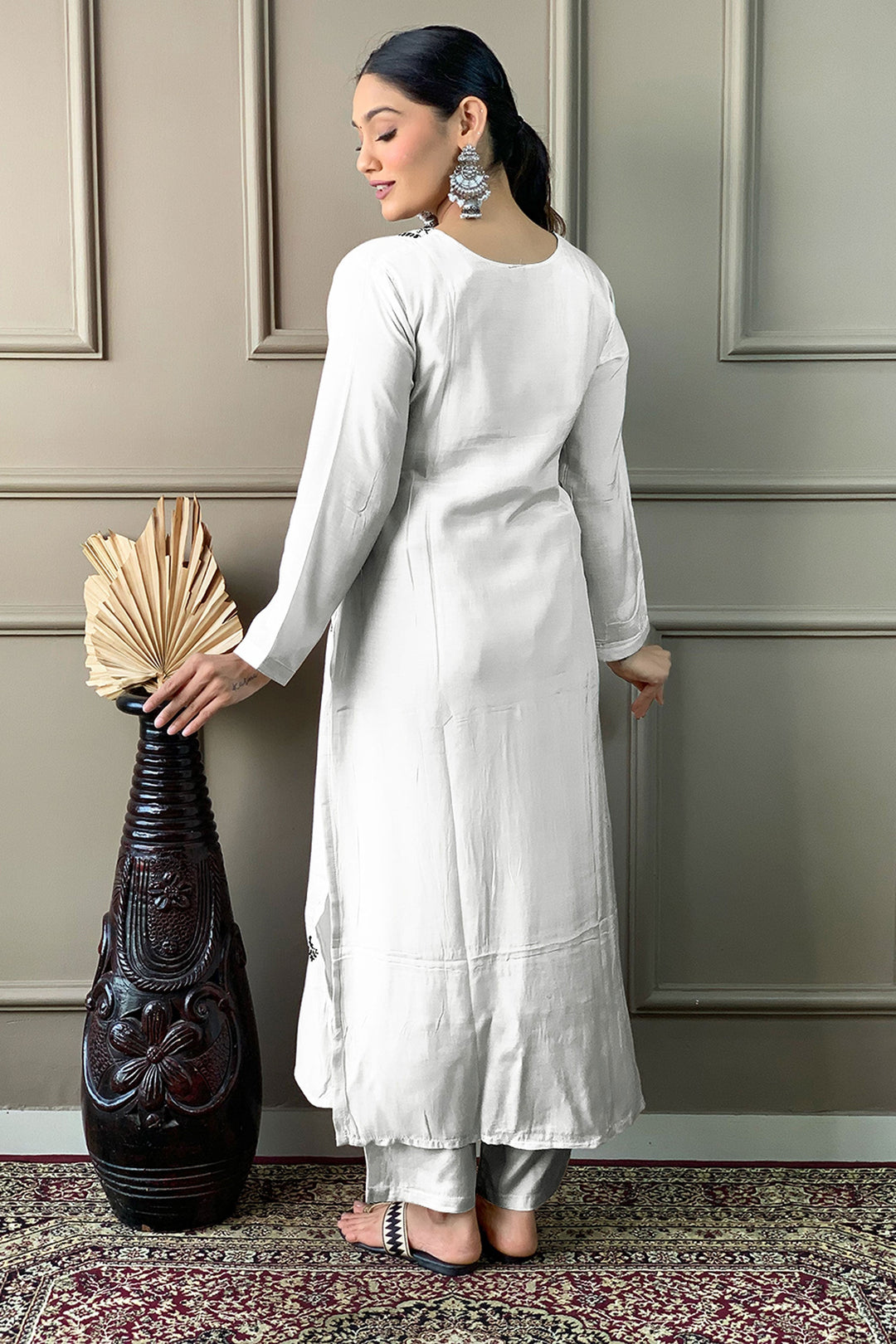 Tempting Viscose Fabric White Color Readymade Dress | Buy Online India